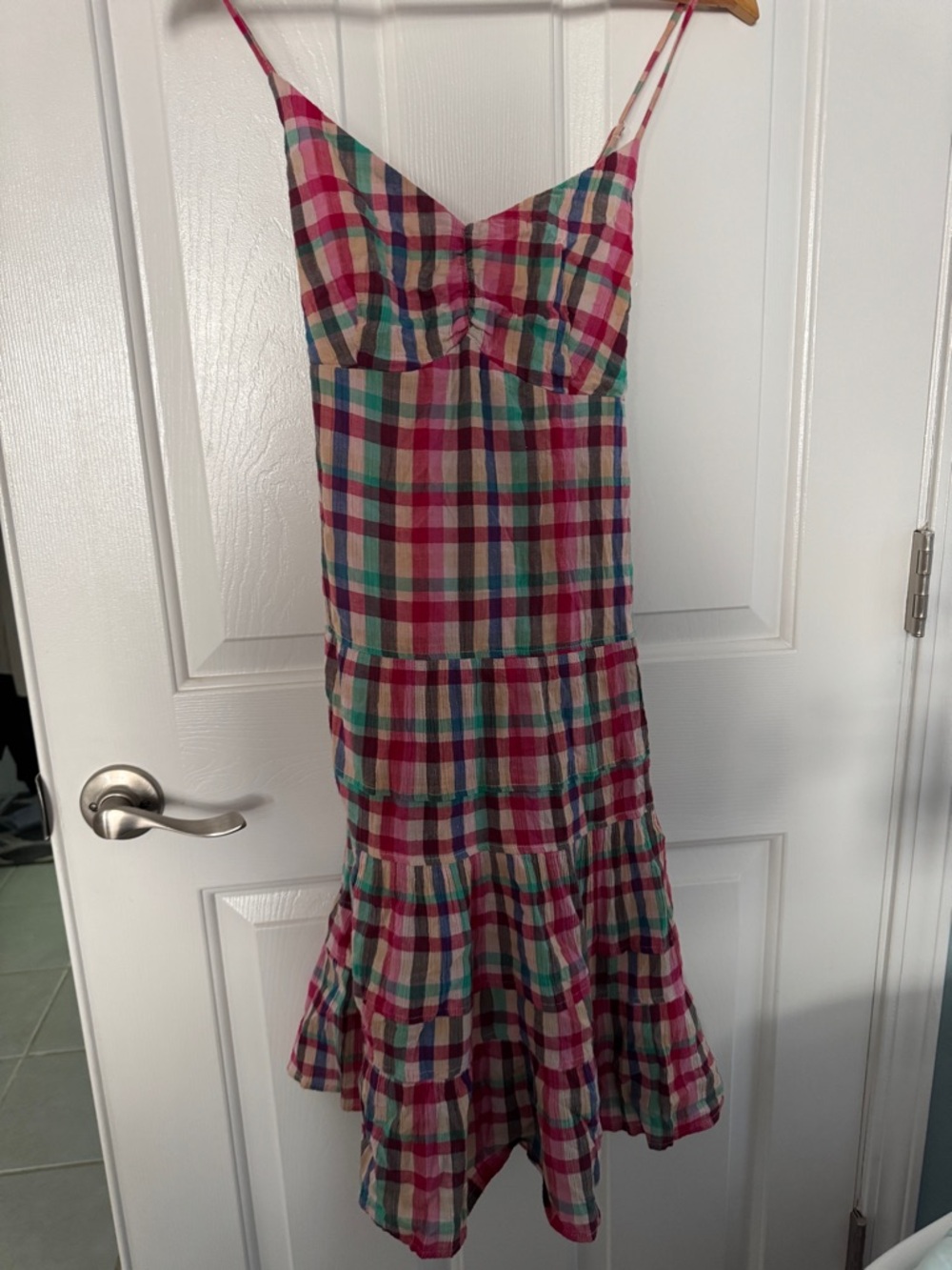 GAP Plaid Midi Dress in Pink and Green - Picture 3 of 4